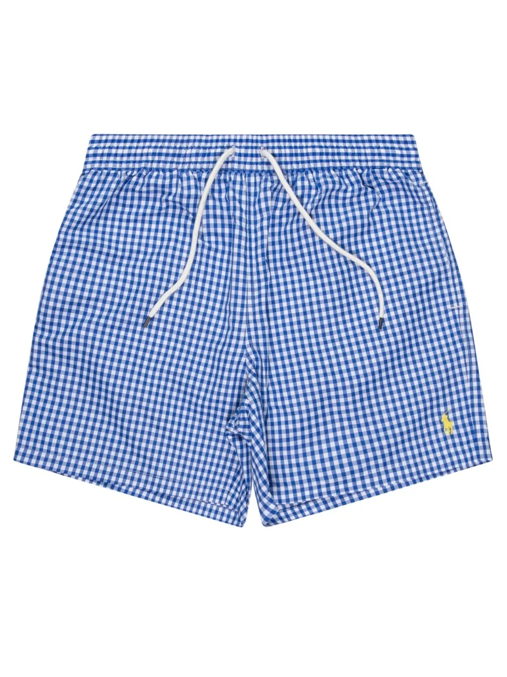 Polo Ralph Lauren Blue & White Check Gingham 6” Traveler Classic Swim Trunks
